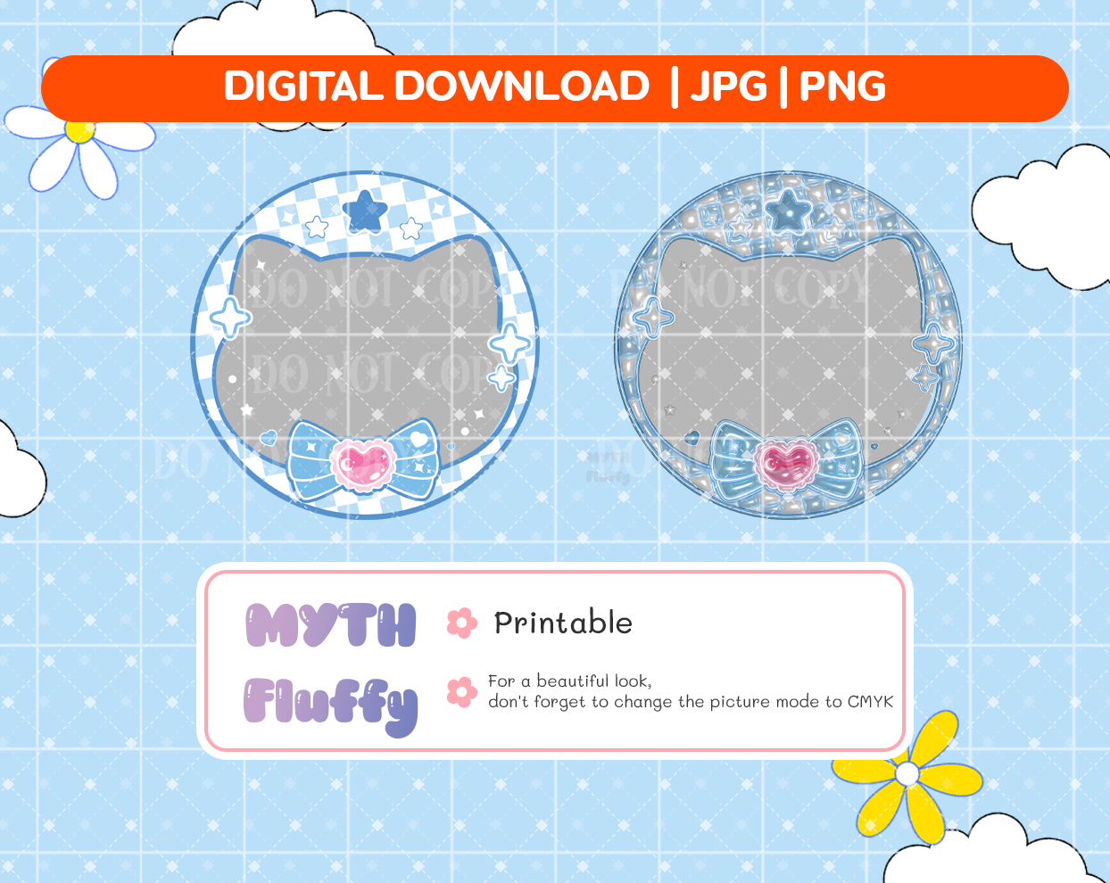 kpop Frame Cutie blue sky Template, kpop Stickers, kpop giveaway, Digital Download