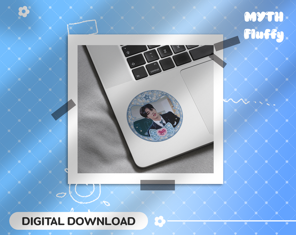 kpop Frame Cutie blue sky Template, kpop Stickers, kpop giveaway, Digital Download