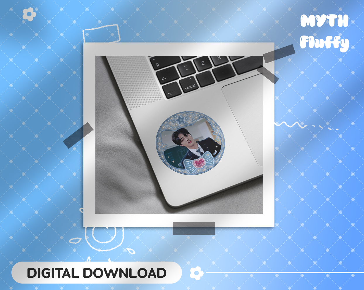 kpop Frame Cutie blue sky Template, kpop Stickers, kpop giveaway, Digital Download