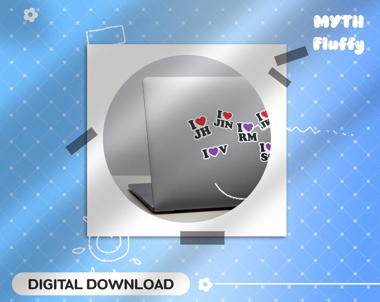 Kpop bangtan clipart I LOVE  Sticker Decal  png,svg  / Vector files