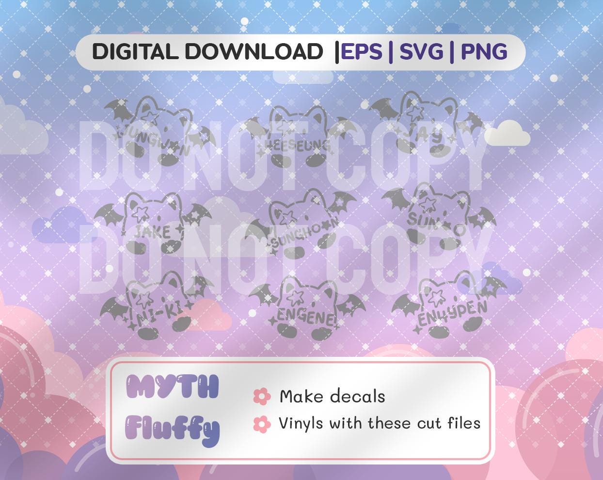 Kpop EN-Vampire Character lightstick decals svg, png,eps